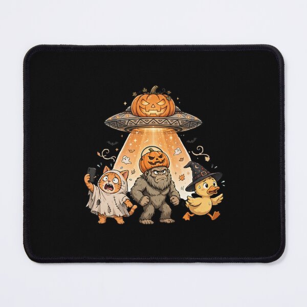 Item preview, Funny Halloween Cat Selfie Bigfoot Pumpkin UFO Abduction designed and sold by CutieGalore.