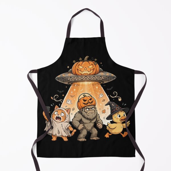 Item preview, Funny Halloween Cat Selfie Bigfoot Pumpkin UFO Abduction designed and sold by CutieGalore.