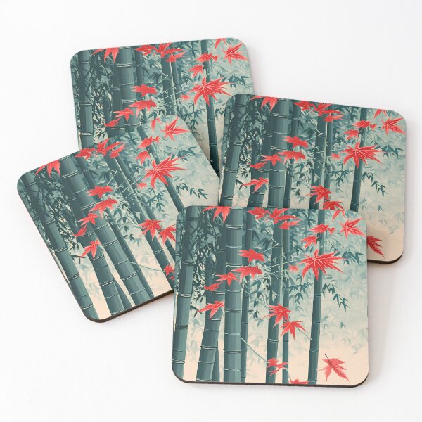 Item preview, Japanese Bamboo Forest Red Maple Leaves designed and sold by Structure-Blue.
