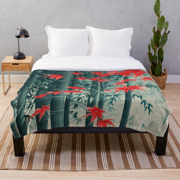 Item preview, Japanese Bamboo Forest Red Maple Leaves designed and sold by Structure-Blue.