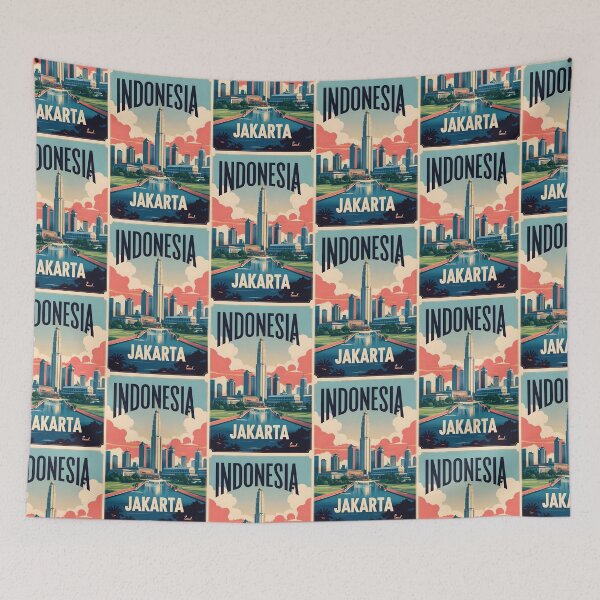 Item preview, Jakarta Indonesia Vintage Travel Tourism designed and sold by TravelersGems.