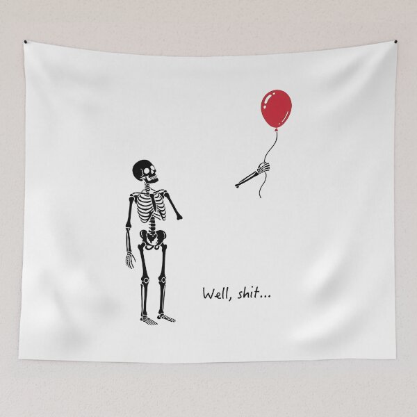 Item preview, Spooky Skeleton Balloon Dark Humor Halloween Illustration designed and sold by LindaWash39353.