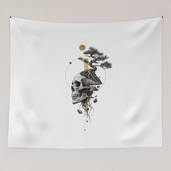 Item preview, Skull Bonsai — Japanese Zen Death and Life Surreal Art designed and sold by mari0n980.