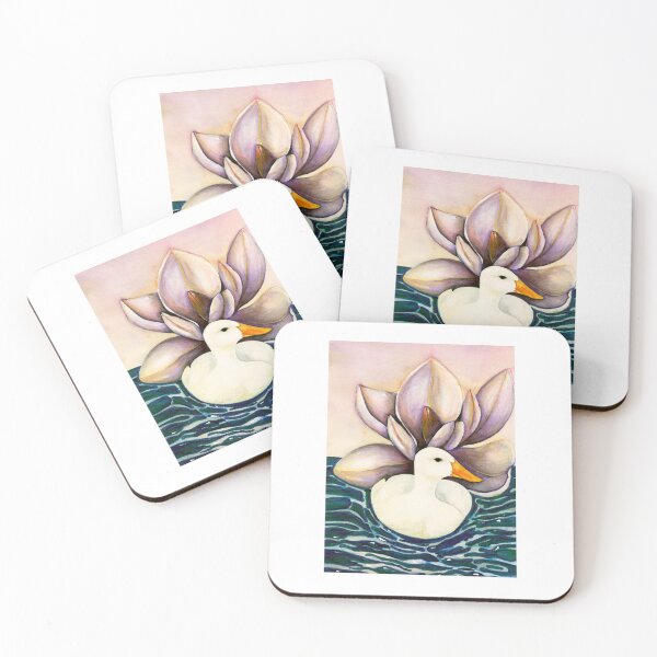 Item preview, White Duck and Lotus Pond Watercolour designed and sold by ArithraStudio.