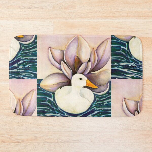 Item preview, White Duck and Lotus Pond Watercolour designed and sold by ArithraStudio.