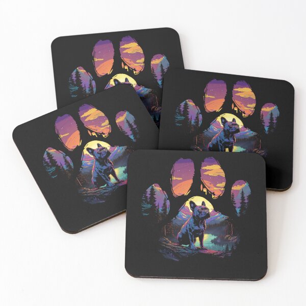 Item preview, Funny French Bulldog Paw Synthwave Mountain Tree Mom Dad Kids designed and sold by rafaeltto.