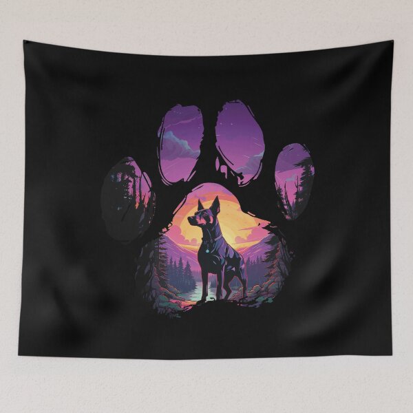 Item preview, Funny German Pinscher Paw Synthwave Mountain Tree Mom Dad Kids designed and sold by rafaeltto.