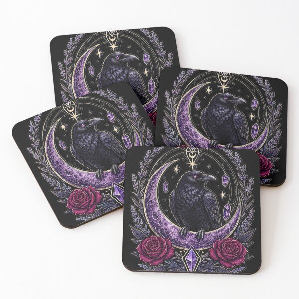 Item preview, Mystic Crow Moon Occult Art designed and sold by ThothObscurusShop.