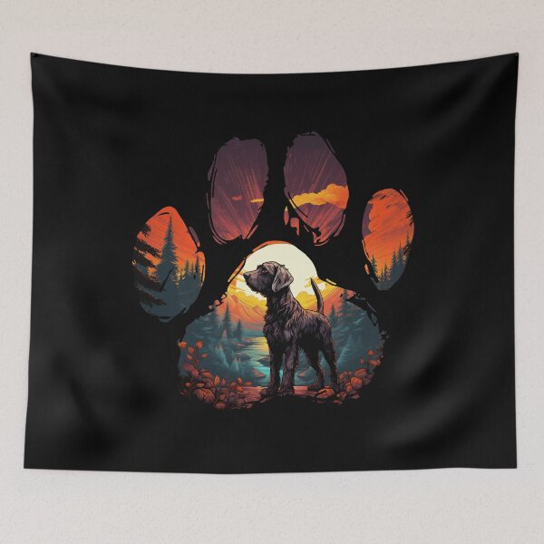 Item preview, Funny German Wirehaired Pointer Paw Synthwave Mountain Tree Mom Dad Kids designed and sold by rafaeltto.