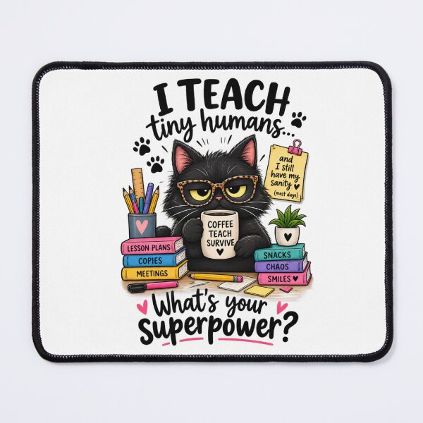 Item preview, Funny Black Cat Teacher – Coffee Teach Survive designed and sold by ArtBySylvia.