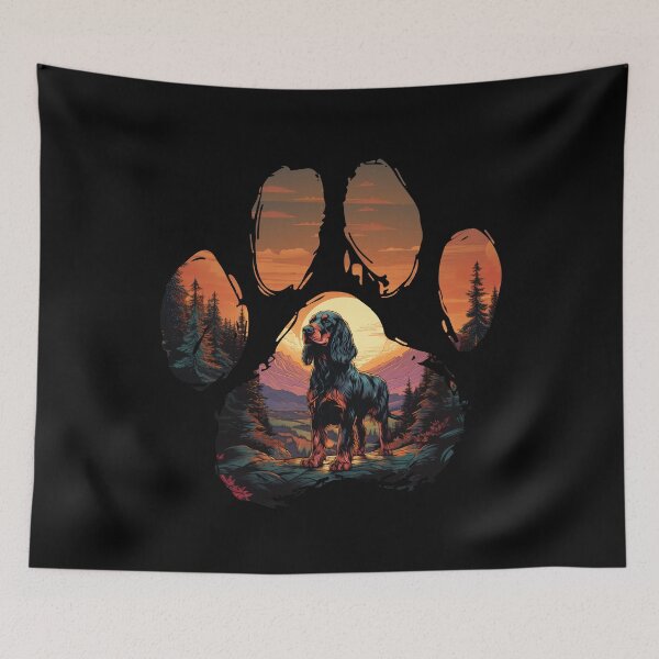 Item preview, Funny Gordon Setter Paw Synthwave Mountain Tree Mom Dad Kids designed and sold by rafaeltto.