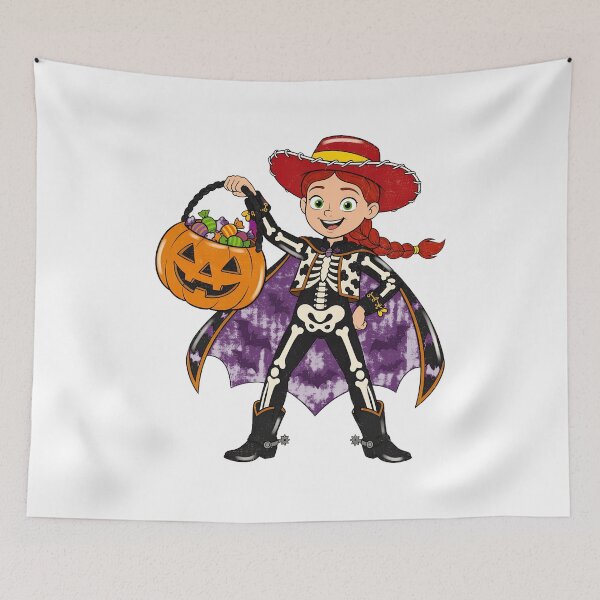 Item preview, Cute Halloween Skeleton Girl With Pumpkin Candy Basket designed and sold by RichardHe24537.