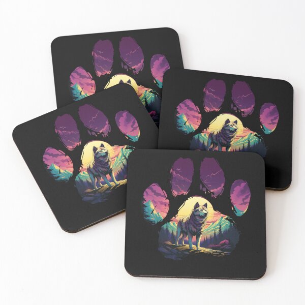 Item preview, Funny Husky Paw Synthwave Mountain Tree Mom Dad Kids designed and sold by rafaeltto.