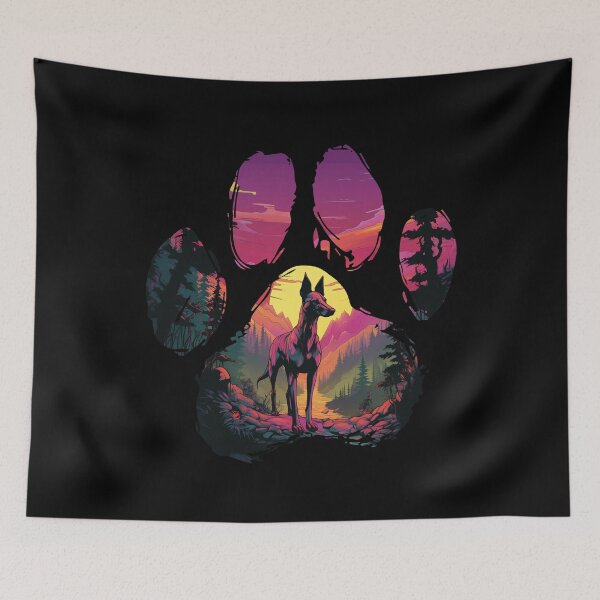 Item preview, Funny Ibizan Hound Paw Synthwave Mountain Tree Mom Dad Kids designed and sold by rafaeltto.