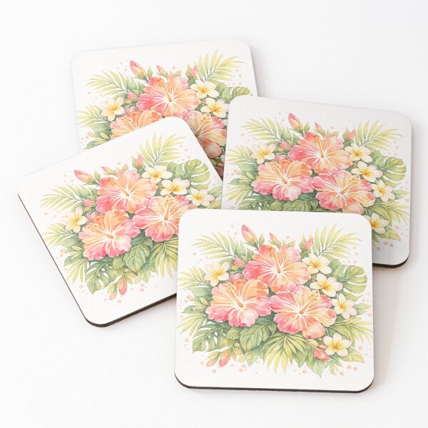 Item preview, Tropical Paradise Hibiscus Bouquet |  Watercolor Tropical Floral Art | Botanical Flower Illustration designed and sold by IamNolmo.