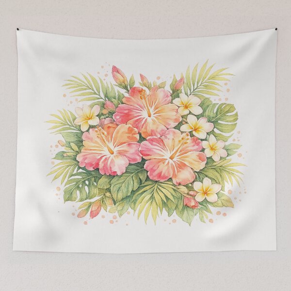 Item preview, Ramo de hibiscos del paraíso tropical | Arte floral tropical en acuarela | Ilustración botánica de flores designed and sold by IamNolmo.