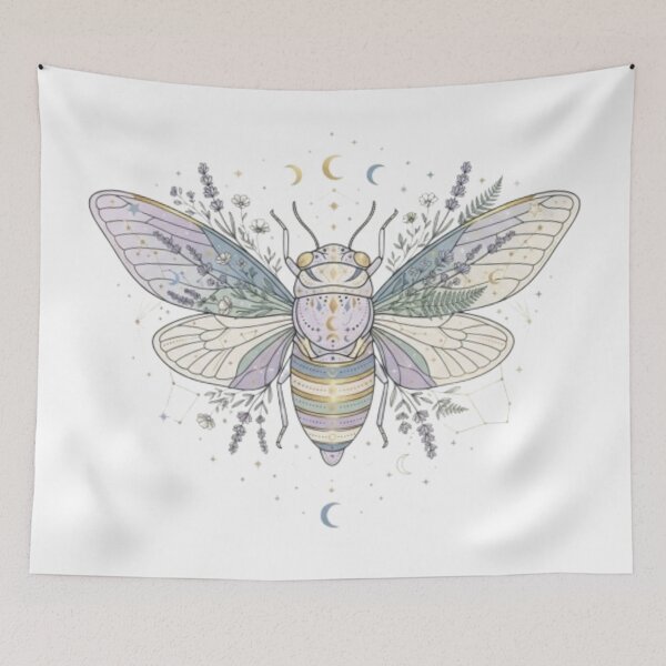 Item preview,  Mystical Cicada Botanical Celestial Watercolor Art designed and sold by TheMinimalFrame.