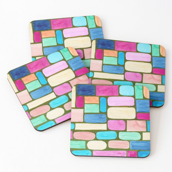 Item preview, Colourful Geometric Blocks Watercolour Pattern designed and sold by ArithraStudio.