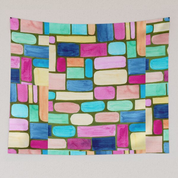 Item preview, Colourful Geometric Blocks Watercolour Pattern designed and sold by ArithraStudio.