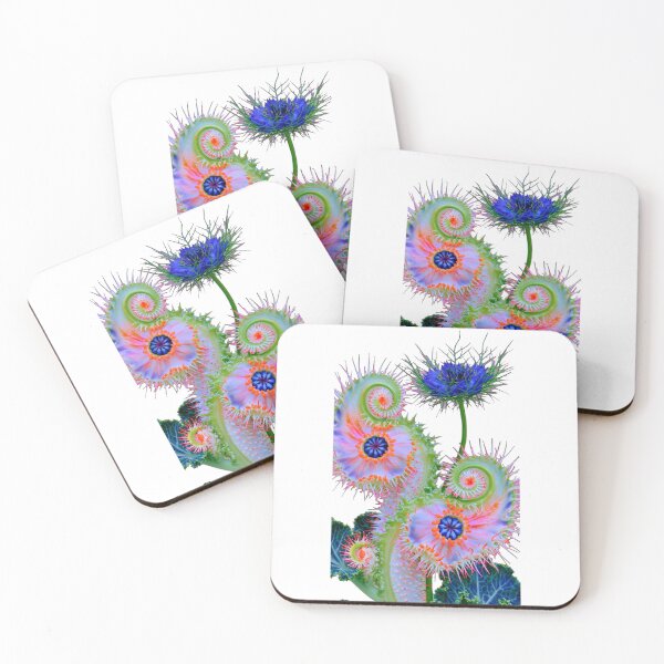 Item preview, Trippy Spiral Flowers and Fiddlehead Fern Art  Alternative Title 2: The Electric Garden - Surreal designed and sold by Brandady.