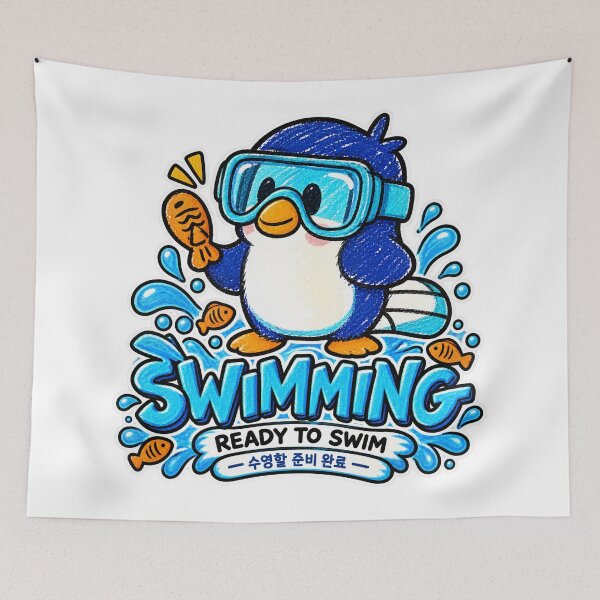 Item preview, Ready To Swim - Cute Penguin & Korean designed and sold by SeoulVibeStudio.