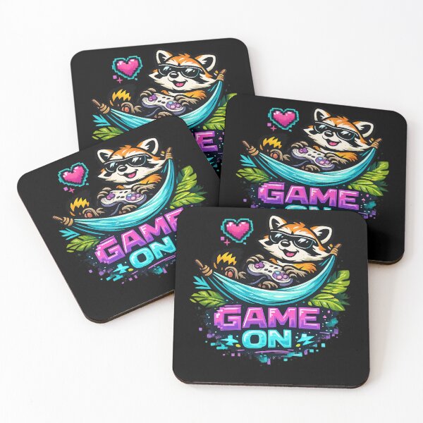 Item preview, Game On Raccoon – Gamer Vibes T-Shirt Design designed and sold by ArtisticHeart21.