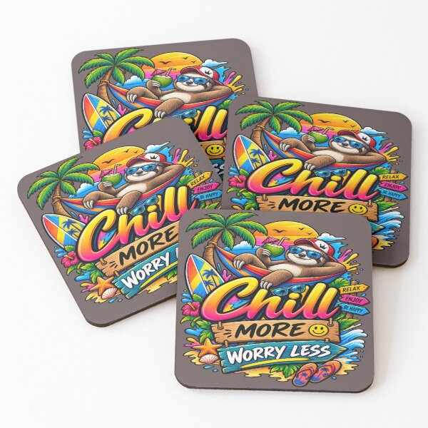 Item preview, Chill More Worry Less Sloth Tropical Beach Vibes designed and sold by DoodleWorld Studio .