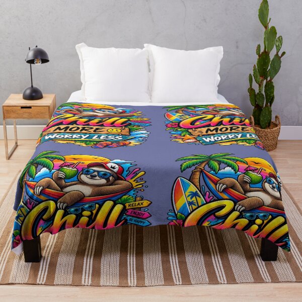 Item preview, Chill More Worry Less Sloth Tropical Beach Vibes designed and sold by DoodleWorld Studio .