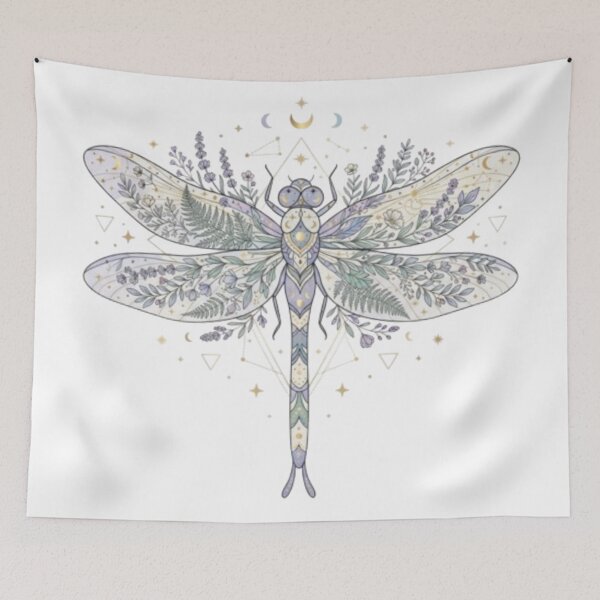 Item preview, Enchanted Dragonfly Botanical Celestial Watercolor Art designed and sold by TheMinimalFrame.