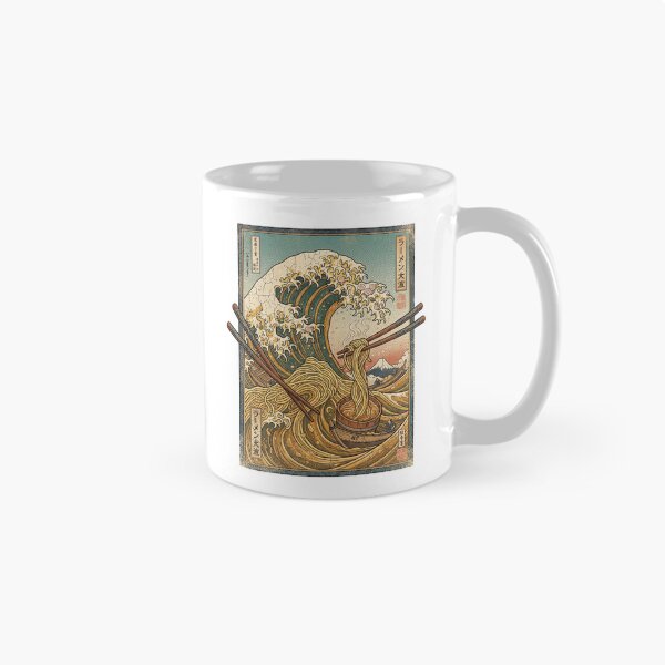 Item preview, Japanese Great Wave Off Kanagawa over a bowl of ramen noodles designed and sold by Rhu Creations.