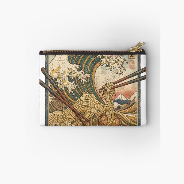 Item preview, Japanese Great Wave Off Kanagawa over a bowl of ramen noodles designed and sold by Rhu Creations.