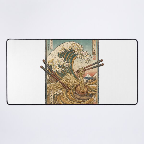 Item preview, Japanese Great Wave Off Kanagawa over a bowl of ramen noodles designed and sold by Rhu Creations.
