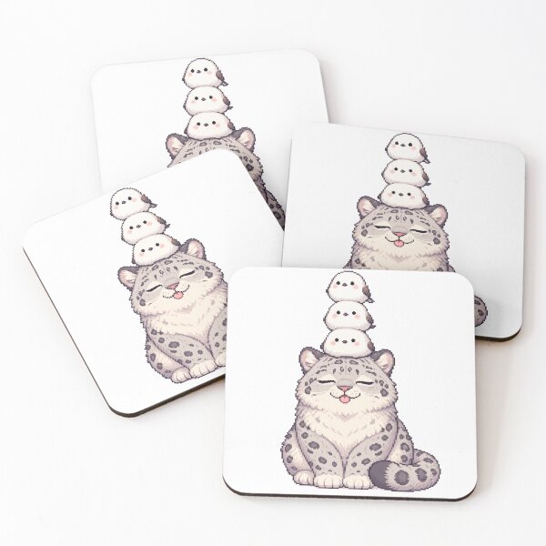 Item preview, Cute Snow Leopard with Shima Enaga Bird Stack designed and sold by CozyPixel-J.