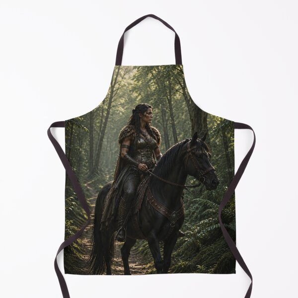Item preview, Epic Fantasy Amazon Warrior on Horseback in a Dark Forest designed and sold by Vaelia.
