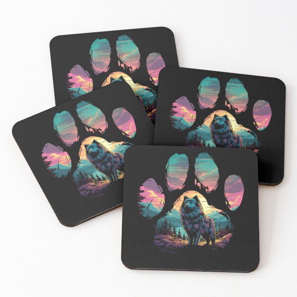 Item preview, Funny Keeshond Paw Synthwave Mountain Tree Mom Dad Kids designed and sold by rafaeltto.