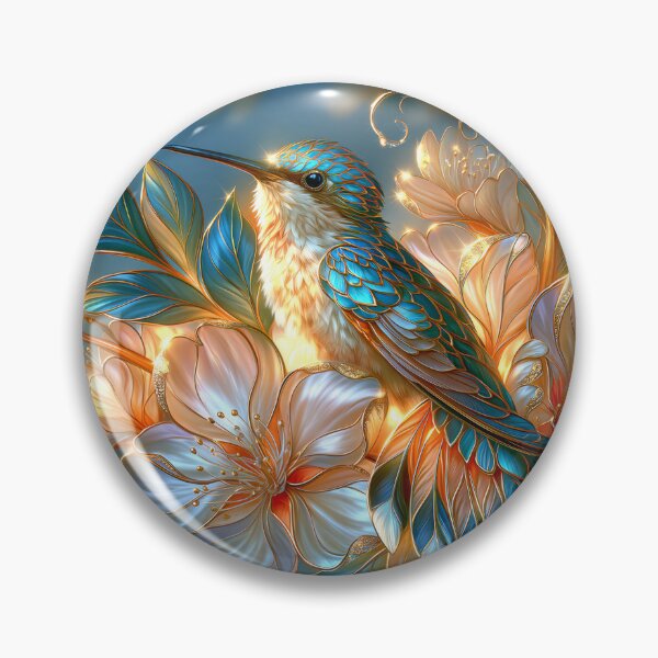 Item preview, Colorful Hummingbird and Cherry Blossoms Art designed and sold by MargaretWiktor.
