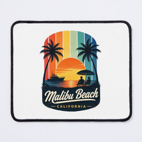 Item preview, Malibu Beach California Retro Sunset Vintage Coastal Travel Graphic T-Shirt designed and sold by ZayCreates.
