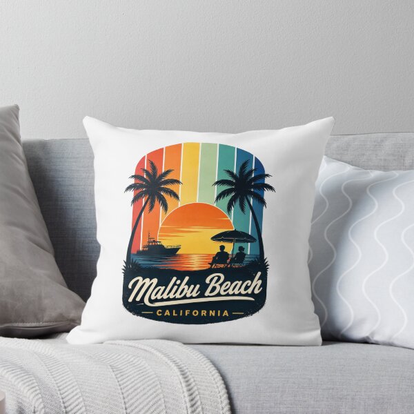 Item preview, Malibu Beach California Retro Sunset Vintage Coastal Travel Graphic T-Shirt designed and sold by ZayCreates.