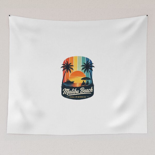 Item preview, Malibu Beach California Retro Sunset Vintage Coastal Travel Graphic T-Shirt designed and sold by ZayCreates.