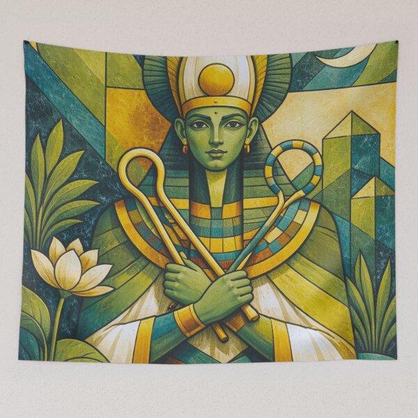 Item preview, Egyptian God Osiris – The Eternal Pharaoh Painting designed and sold by GalleryKauffeld.