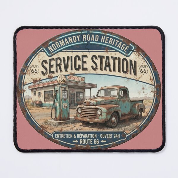 Item preview, Vintage Route 66 Service Station Sign designed and sold by Normandy Road Heritage™ - Vintage Garage Art.