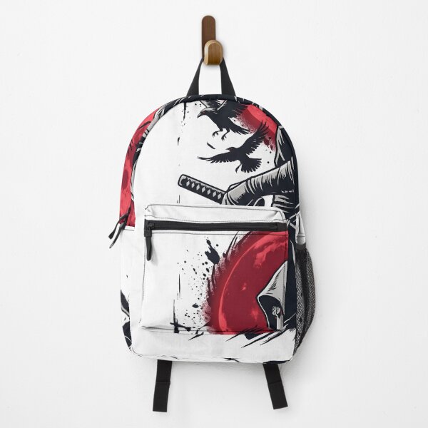 Item preview, Dark Samurai Warrior with Red Moon and Ravens – Japanese Warrior Streetwear designed and sold by StickerNestYou.