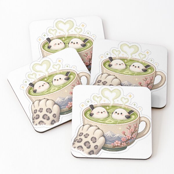 Item preview, Matcha Green Tea Bath with Shima Enaga Birds designed and sold by CozyPixel-J.