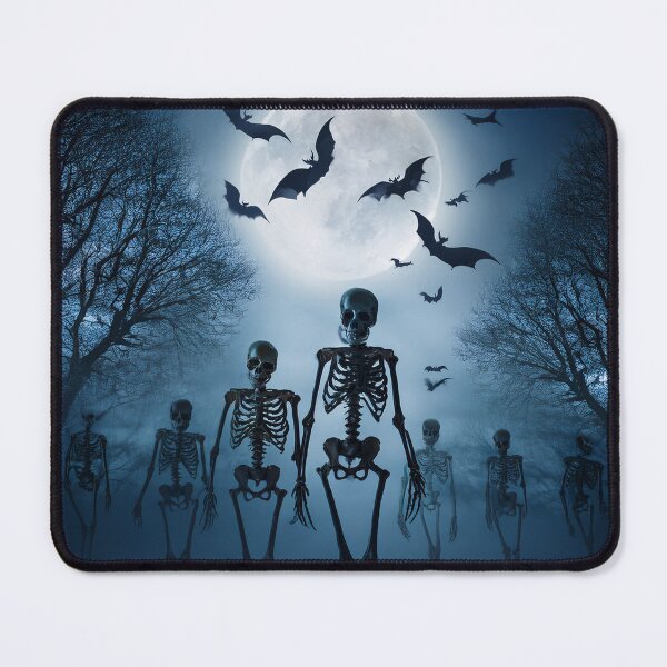 Item preview, Halloween concept with skeletons and bats under a full moon designed and sold by Photopat.