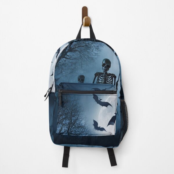 Item preview, Halloween concept with skeletons and bats under a full moon designed and sold by Photopat.