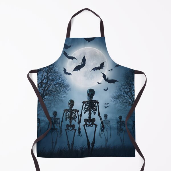 Item preview, Halloween concept with skeletons and bats under a full moon designed and sold by Photopat.