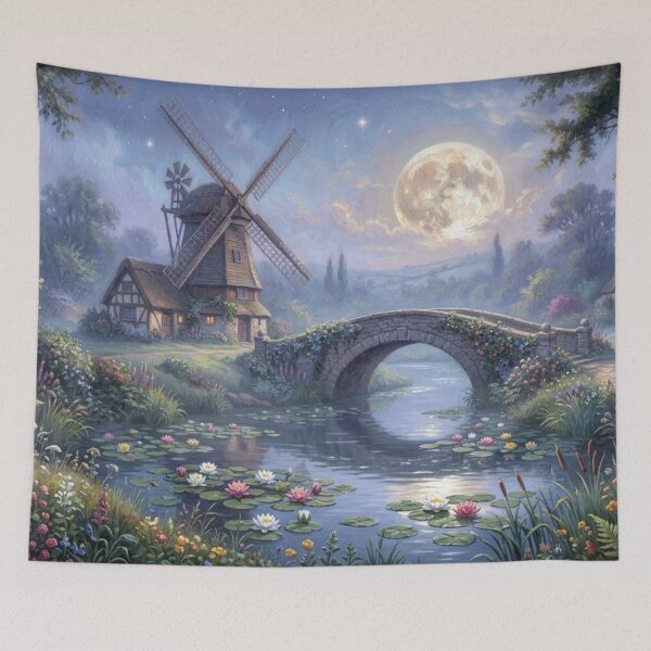 Item preview, Landscape bathed in moonlight, creating a fairytale atmosphere designed and sold by Sigtrix.