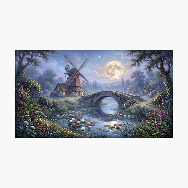 Item preview, Landscape bathed in moonlight, creating a fairytale atmosphere designed and sold by Sigtrix.