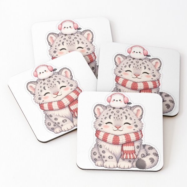 Item preview, Cozy Snow Leopard with Scarf and Shima Enaga designed and sold by CozyPixel-J.