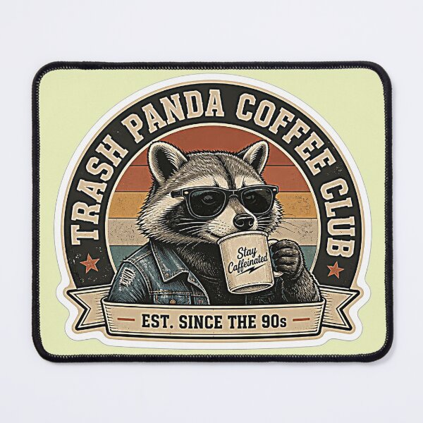 Item preview, Vintage Raccoon Badge Sticker - Trash Panda Coffee Club designed and sold by Jaani-T.